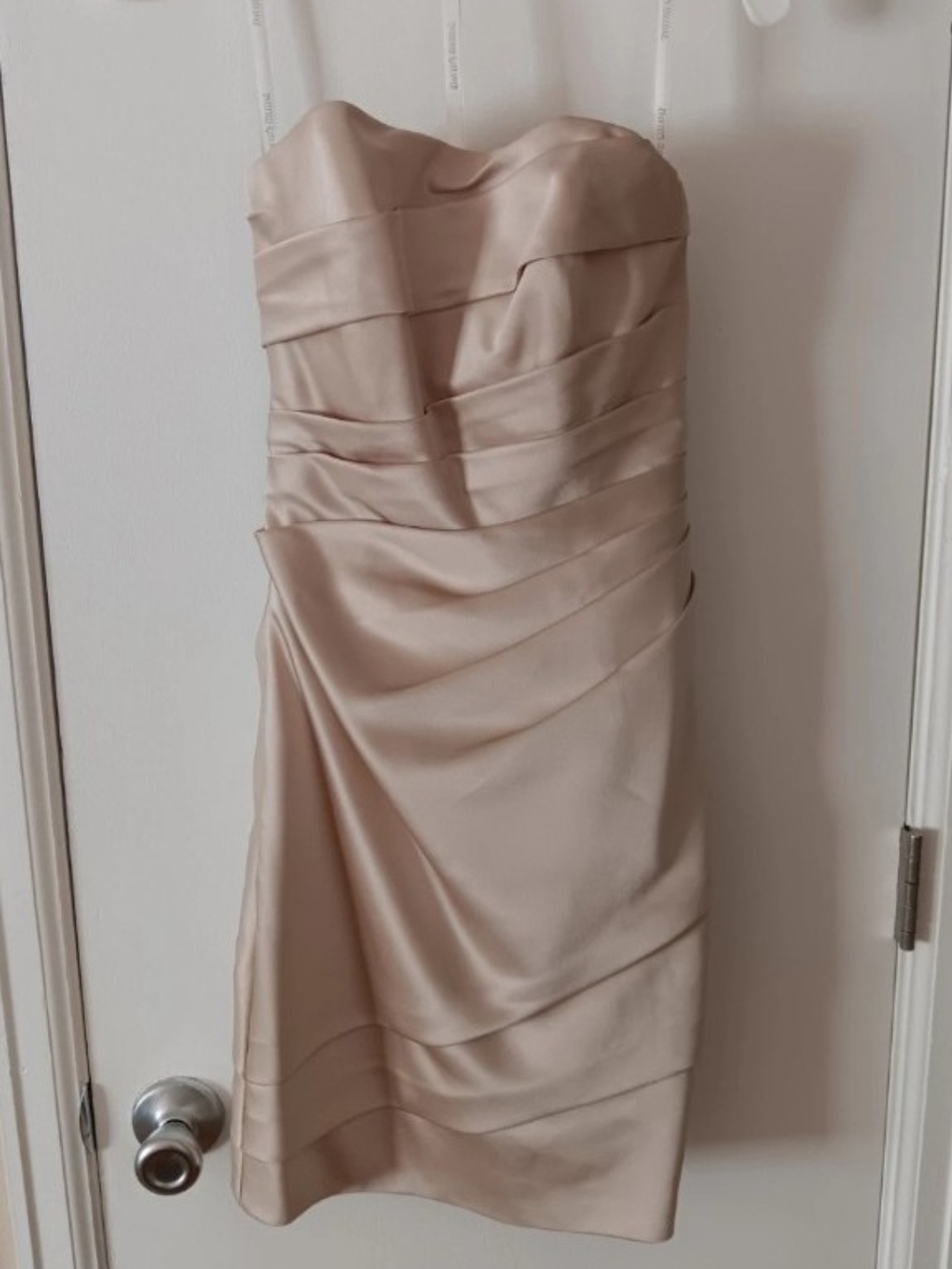 David's Bridal Strapless Ruched Cocktail Formal Dress in Champagne Size 2